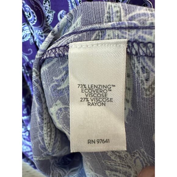 J Jill women’s dress button up Bohemian Paisley, purple 3/4 sleeve plus size ￼ - Picture 6 of 11